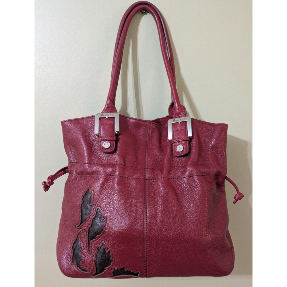 Bradley Large Red Shoulder Bag With Black Inlay, Quality Heavy Leather! Not Vera